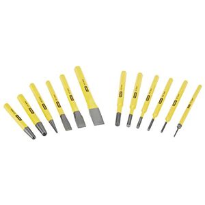 Stanley 12 Piece Punch and Chisel Set Includes Centre, Pin Punches and Cold Chisels, 4-18-0299 Stanley 12 Piece Punch and Chisel Set Includes Centre, Pin Punches and Cold Chisels, 4-18-0299