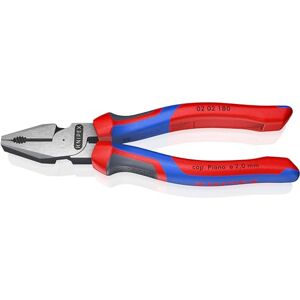 KNIPEX 02 02 180 High Leverage Combination Plier with Soft Handle, Red/Blue/Silver, 180 mm KNIPEX 02 02 180 High Leverage Combination Plier with Soft Handle, Red/Blue/Silver, 180 mm