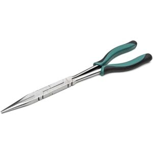 SATA ST70711ST Double X-Pliers with Straight Long-Nose Jaws and Anti-Slip Handles, for Added Reach in Tight Spaces, Green SATA ST70711ST Double X-Pliers with Straight Long-Nose Jaws and Anti-Slip Handles, for Added Reach in Tight Spaces, Green