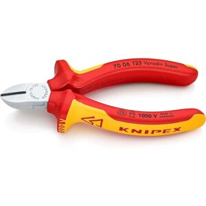 KNIPEX Diagonal Cutter chrome-plated, insulated with multi-component grips, VDE-tested 125 mm 70 06 125 KNIPEX Diagonal Cutter chrome-plated, insulated with multi-component grips, VDE-tested 125 mm 70 06 125