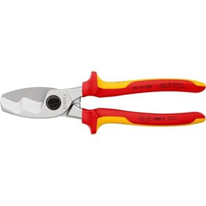 KNIPEX Cable Shears with Twin Cutting Edge Self-Service Card Chrome-Plated Insulated with Multi-Component Grips, VDE-Tested 200 mm, 95 16 200 SB KNIPEX Cable Shears with Twin Cutting Edge Self-Service Card Chrome-Plated Insulated with Multi-Component Grips, VDE-Tested 200 mm, 95 16 200 SB