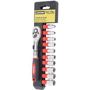 Monkey Ladder Socket Wrench 11 Piece 1/4 inch Set, Made of CRV Steel, Ideal for Precision Work and Durability in Hardware Store.* Monkey Ladder Socket Wrench 11 Piece 1/4 inch Set, Made of CRV Steel, Ideal for Precision Work and Durability in Hardware Store.*