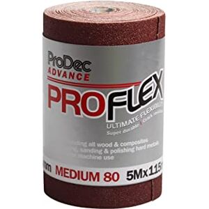 ProDec Advance 5m Roll 80 Grit Medium Grade ProFlex Ultra Flexible Crack Resistant Aluminium Oxide Abrasive Sanding Paper for Sanding Wood, Paint, Plaster, Filler, Metal and More, 115mm Wide ProDec Advance 5m Roll 80 Grit Medium Grade ProFlex Ultra Flexible Crack Resistant Aluminium Oxide Abrasive Sanding Paper for Sanding Wood, Paint, Plaster, Filler, Metal and More, 115mm Wide