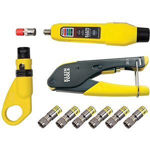 KLEIN TOOLS VDV002-818 Coax Install and Test Kit with Crimp Tool, Includes Tester, Stripper and Universal F Connectors KLEIN TOOLS VDV002-818 Coax Install and Test Kit with Crimp Tool, Includes Tester, Stripper and Universal F Connectors