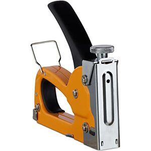 Relaxdays Professional Manual Staple Gun, Industrial, 500 Staples Included, Adjustable Power, 4-8 Replaceable Clip, Iron, Orange Relaxdays Professional Manual Staple Gun, Industrial, 500 Staples Included, Adjustable Power, 4-8 Replaceable Clip, Iron, Orange