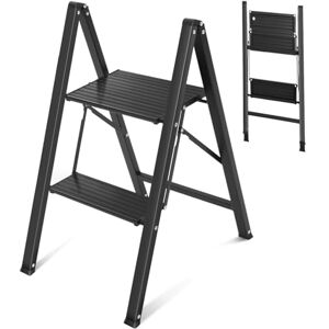 Sekey Folding Ladder, 2 Steps, Step Ladder with Steel Frame and Aluminium Steps, Non-Slip, Lightweight Folding Step for Household and Kitchen, TÜV & SGS EN131 EN14183, up to 150 kg, Black Sekey Folding Ladder, 2 Steps, Step Ladder with Steel Frame and Aluminium Steps, Non-Slip, Lightweight Folding Step for Household and Kitchen, TÜV & SGS EN131 EN14183, up to 150 kg, Black