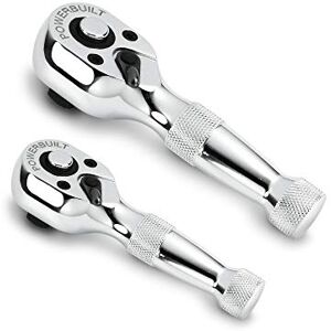 Powerbuilt 2 Piece 1/4-Inch and 3/8-Inch Stubby Ratchet Set, Quick-Release Reversible 72 Tooth, Tight Spaces, Mini Small Ratchet Wrench 640927 Powerbuilt 2 Piece 1/4-Inch and 3/8-Inch Stubby Ratchet Set, Quick-Release Reversible 72 Tooth, Tight Spaces, Mini Small Ratchet Wrench 640927
