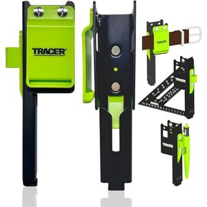 Tracer Set Square and Tape Holder – Speed Square and Tape measure holder with additional slots for Markers and Belt Clip for 2" Belts. Tracer Set Square and Tape Holder – Speed Square and Tape measure holder with additional slots for Markers and Belt Clip for 2" Belts.