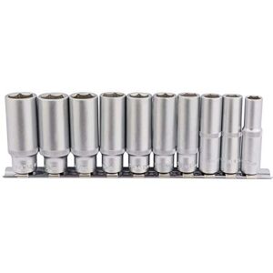 Draper 16401 Square Drive Deep Socket 10 Pieces Set on Metal Rail, Blue, 3/8" Length Draper 16401 Square Drive Deep Socket 10 Pieces Set on Metal Rail, Blue, 3/8" Length