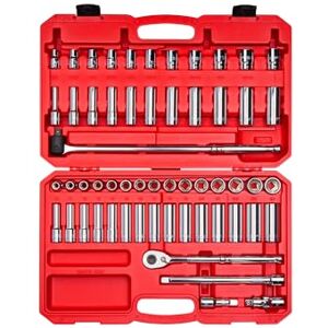 TEKTON 1/2 Inch Drive 6-Point Socket and Ratchet Set, 57-Piece (3/8-1 in., 10-24 mm) SKT25301 TEKTON 1/2 Inch Drive 6-Point Socket and Ratchet Set, 57-Piece (3/8-1 in., 10-24 mm) SKT25301