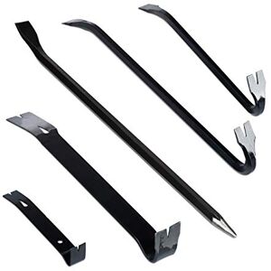 Relaxdays 5-Piece Crowbar Set, Crowbar, Pry Bar, Wrecking Bar, Tire Iron; Stainless Steel, Black Relaxdays 5-Piece Crowbar Set, Crowbar, Pry Bar, Wrecking Bar, Tire Iron; Stainless Steel, Black
