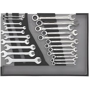 Gedore Red Ring Ratchet and Double Open-End Spanner Set in 3/3 Foam Module, 22 Pieces Gedore Red Ring Ratchet and Double Open-End Spanner Set in 3/3 Foam Module, 22 Pieces