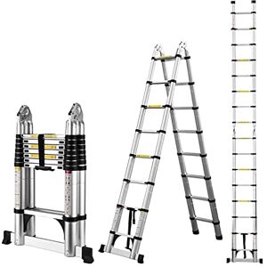 COOCHEER 5M Aluminium Telescopic Ladder, 2-in-1 Folding Ladder, 16 Rungs, 150 kg Load Capacity, Suitable for Indoor and Outdoor Use COOCHEER 5M Aluminium Telescopic Ladder, 2-in-1 Folding Ladder, 16 Rungs, 150 kg Load Capacity, Suitable for Indoor and Outdoor Use