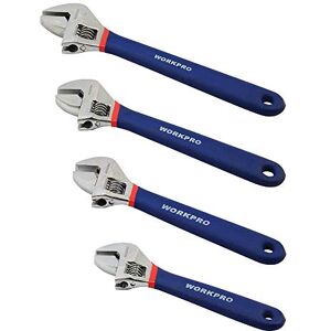 WORKPRO W003205 Adjustable Wrench Set, Chrome Vanadium Steel Construction, Comfort Non-Slip Handles, (4 Pack), Zinc WORKPRO W003205 Adjustable Wrench Set, Chrome Vanadium Steel Construction, Comfort Non-Slip Handles, (4 Pack), Zinc
