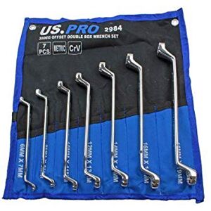 US PRO Tools 7pc Double Hex 35 Deg Offset Swan Neck Spanner Set 6-19mm 2984, Black/Blue US PRO Tools 7pc Double Hex 35 Deg Offset Swan Neck Spanner Set 6-19mm 2984, Black/Blue