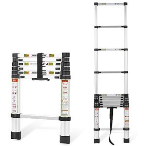 RIKADE Telescopic Ladder, 6.5FT Aluminum Telescoping Ladder with Non-Slip Feet, Portable Extension Ladder for Household and Outdoor Working, 330lb Capacity, 2.0m/6.5FT (RK-SST-20) RIKADE Telescopic Ladder, 6.5FT Aluminum Telescoping Ladder with Non-Slip Feet, Portable Extension Ladder for Household and Outdoor Working, 330lb Capacity, 2.0m/6.5FT (RK-SST-20)