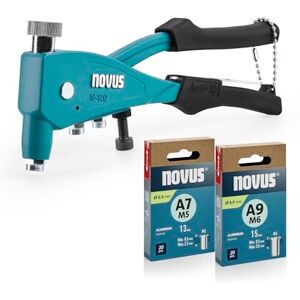 Novus Tools Blind Rivet Nut Pliers N-120 Set with 40 Rivet Nuts, Universal Professional Rivet Nut Pliers with Precision Head, Integrated M4/M5/M6 Mouthpieces with Threaded Mandrel, for Aluminium or Novus Tools Blind Rivet Nut Pliers N-120 Set with 40 Rivet Nuts, Universal Professional Rivet Nut Pliers with Precision Head, Integrated M4/M5/M6 Mouthpieces with Threaded Mandrel, for Aluminium or