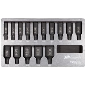 Ingersoll-Rand DXS2 Deep Metric Impact Socket Set, 15-Piece, Chrome-Molybdenum Steel, Hex Drive Ingersoll-Rand DXS2 Deep Metric Impact Socket Set, 15-Piece, Chrome-Molybdenum Steel, Hex Drive