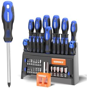 SORAKO 40 Pcs Screwdriver Set,Heavy Duty Chrome Vanadium Steel Made,Magnetic Screwdriver with Flathead and Phillips Heads and Storage Racks for Home,Office, and Farm Maintenance SORAKO 40 Pcs Screwdriver Set,Heavy Duty Chrome Vanadium Steel Made,Magnetic Screwdriver with Flathead and Phillips Heads and Storage Racks for Home,Office, and Farm Maintenance