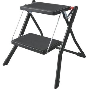 WELL HOME MOBILIARIO & DECORACIÓN Well Home Folding Ladder with 2 Steps in Black Steel, Non-Slip and Lightweight WELL HOME MOBILIARIO & DECORACIÓN Well Home Folding Ladder with 2 Steps in Black Steel, Non-Slip and Lightweight