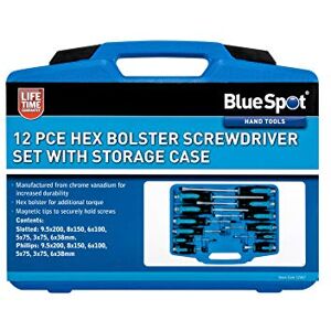Blue Spot Tools BlueSpot 12PCE Hex Bolster Screwdriver Set with Storage Case Blue Spot Tools BlueSpot 12PCE Hex Bolster Screwdriver Set with Storage Case