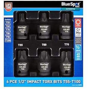Generic Blue Spot Tools 6 PCE 1/2" Impact Torx Bits (T55-T100) Generic Blue Spot Tools 6 PCE 1/2" Impact Torx Bits (T55-T100)