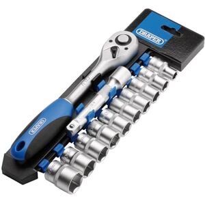 Draper 12 Piece 1/2-Inch Square Drive Metric Socket and Ratchet Set DIY Home Workshop Professional & Car Kit Draper 12 Piece 1/2-Inch Square Drive Metric Socket and Ratchet Set DIY Home Workshop Professional & Car Kit