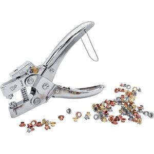 Rapid RP05 Eyelet Pliers Set with Hole Punch – Includes 105 Eyelets (4mm); Chrome-Plated, for Leather; Textiles; Shoes, Canvas – 2-in-1 Eyelet Pliers and Hole Punch Rapid RP05 Eyelet Pliers Set with Hole Punch – Includes 105 Eyelets (4mm); Chrome-Plated, for Leather; Textiles; Shoes, Canvas – 2-in-1 Eyelet Pliers and Hole Punch
