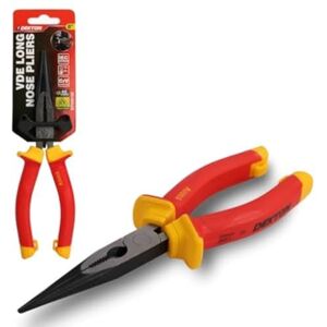 DEKTON VDE Long Nose Pliers 8" VDE Certified Insulated Grip Slim Precision Nose for Tight Spaces Laser-Hardened Cutting Edges Durable Steel for High Voltage DEKTON VDE Long Nose Pliers 8" VDE Certified Insulated Grip Slim Precision Nose for Tight Spaces Laser-Hardened Cutting Edges Durable Steel for High Voltage