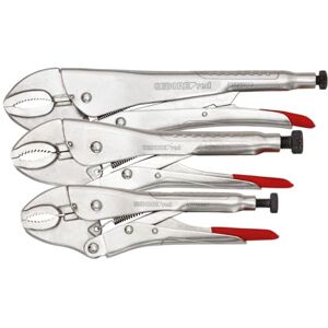 Gedore Red Grip Pliers Set with Self-Clamp Function, 3 Pieces, 3.5-6 cm Span, Adjustment Screw and Release Lever, Chrome Vanadium Steel, 7, 10 and 12 Inch Length Gedore Red Grip Pliers Set with Self-Clamp Function, 3 Pieces, 3.5-6 cm Span, Adjustment Screw and Release Lever, Chrome Vanadium Steel, 7, 10 and 12 Inch Length