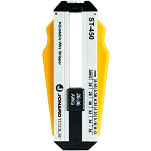 Jonard Tools ST-450 ABS Adjustable Precision Wire Stripper, 26-36 AWG, 3-57/64" Length x 1-19/32" Height x 19/32" Thickness Jonard Tools ST-450 ABS Adjustable Precision Wire Stripper, 26-36 AWG, 3-57/64" Length x 1-19/32" Height x 19/32" Thickness