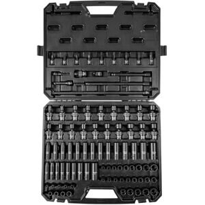 VEVOR 3/8" Drive Impact Socket Set, 90 Piece Socket Set SAE 1/4"-3/4" and Metric 6-19mm, 6 Point Cr-Mo Alloy Steel for Auto Repair, Includes Extension Bars Universal Joint Adapter Lock Storage Case VEVOR 3/8" Drive Impact Socket Set, 90 Piece Socket Set SAE 1/4"-3/4" and Metric 6-19mm, 6 Point Cr-Mo Alloy Steel for Auto Repair, Includes Extension Bars Universal Joint Adapter Lock Storage Case