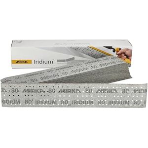 Mirka Iridium Premium Sandpaper 70x400mm and 70x198mm / Center perforated/Hook & loop/Grit 80, 50 pcs/For sanding paint, putty, primer, wood, steel, mineral materials, plastic. Mirka Iridium Premium Sandpaper 70x400mm and 70x198mm / Center perforated/Hook & loop/Grit 80, 50 pcs/For sanding paint, putty, primer, wood, steel, mineral materials, plastic.