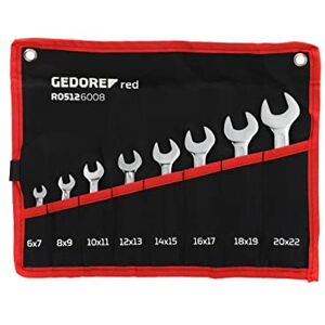 Gedore Red Double open-end spanner set, 8-pc. Set, AF 6-22 mm, Metric, Short, Spanner set with wallet, R05126008 Gedore Red Double open-end spanner set, 8-pc. Set, AF 6-22 mm, Metric, Short, Spanner set with wallet, R05126008