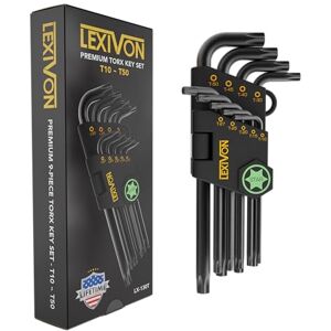 LEXIVON Torx Wrench Set, 9-Piece Premium Star Keys, L-Shaped Long Arm Design, Sizes T10 to T50, Industrial-Grade S2 Alloy Steel (LX-130T) LEXIVON Torx Wrench Set, 9-Piece Premium Star Keys, L-Shaped Long Arm Design, Sizes T10 to T50, Industrial-Grade S2 Alloy Steel (LX-130T)