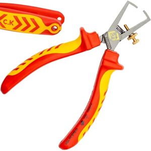 C.K Redline 2025 Edition VDE Wire Stripping Pliers 160mm, 1000v Insulated Electrical Cable Stripper, Lanyard Ready Electricians Plier, Insulated Cables Strip Knife for Electrician, CK Tools T39074A C.K Redline 2025 Edition VDE Wire Stripping Pliers 160mm, 1000v Insulated Electrical Cable Stripper, Lanyard Ready Electricians Plier, Insulated Cables Strip Knife for Electrician, CK Tools T39074A