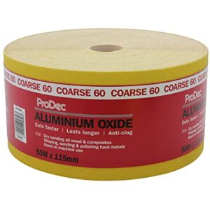 ProDec 50m Roll 60 Grit Coarse Grade Yellow Aluminium Oxide Abrasive Sanding Paper for Sanding Wood, Paint, Plaster, Filler, Metal and More, 115mm Wide Sandpaper Compatible with Machine Sanders ProDec 50m Roll 60 Grit Coarse Grade Yellow Aluminium Oxide Abrasive Sanding Paper for Sanding Wood, Paint, Plaster, Filler, Metal and More, 115mm Wide Sandpaper Compatible with Machine Sanders