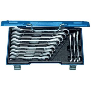 GEDORE Open-ended spanner set with ring ratchet, 12-pc. Set, AF 8-19 mm, Flat, Spanner set, 7 R-012 GEDORE Open-ended spanner set with ring ratchet, 12-pc. Set, AF 8-19 mm, Flat, Spanner set, 7 R-012
