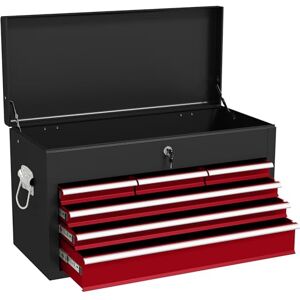 HOMCOM 6 Drawer Tool Chest, Lockable Metal Tool Box with Top Case, Ball Bearing Runners, Portable Toolbox, 600mm x 260mm x 340mm, Red HOMCOM 6 Drawer Tool Chest, Lockable Metal Tool Box with Top Case, Ball Bearing Runners, Portable Toolbox, 600mm x 260mm x 340mm, Red
