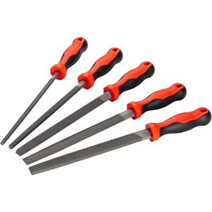 Vigor Workshop File Set V1786/5, 5 Pieces, Flat, Half Round, Round, Triangular, Square, Cut 2, Ergonomic Handle, for Workshop, Industry, Crafts Vigor Workshop File Set V1786/5, 5 Pieces, Flat, Half Round, Round, Triangular, Square, Cut 2, Ergonomic Handle, for Workshop, Industry, Crafts