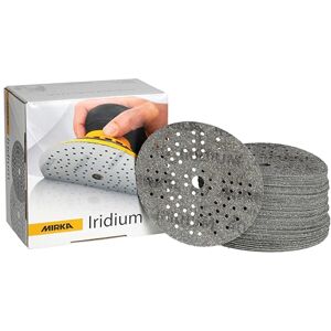 Mirka Iridium Premium Sandpaper Ø 125mm Hook & loop 89-Hole, Grit 40, 50 pcs/For sanding of paint, putty, primer, wood, steel, mineral materials, plastic. Mirka Iridium Premium Sandpaper Ø 125mm Hook & loop 89-Hole, Grit 40, 50 pcs/For sanding of paint, putty, primer, wood, steel, mineral materials, plastic.