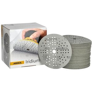 Mirka Iridium Premium Sandpaper Ø 125mm Hook & loop 89-Hole, Grit 150, 100 pcs/For sanding of paint, putty, primer, wood, steel, mineral materials, plastic. Mirka Iridium Premium Sandpaper Ø 125mm Hook & loop 89-Hole, Grit 150, 100 pcs/For sanding of paint, putty, primer, wood, steel, mineral materials, plastic.