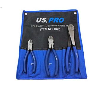US PRO 3pc Diagonal Side Cutting Plier Set 6", 8", 10" 1820 US PRO 3pc Diagonal Side Cutting Plier Set 6", 8", 10" 1820