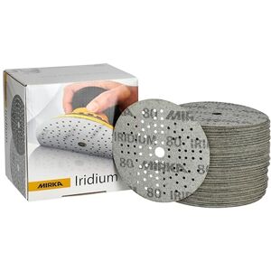 Mirka Iridium Premium Sandpaper Ø 125mm Hook & loop 89-Hole, Grit 80, 100 pcs/For sanding of paint, putty, primer, wood, steel, mineral materials, plastic. Mirka Iridium Premium Sandpaper Ø 125mm Hook & loop 89-Hole, Grit 80, 100 pcs/For sanding of paint, putty, primer, wood, steel, mineral materials, plastic.