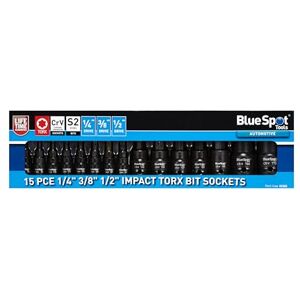 Blue Spot Tools 15PCE 1/4 3/8" 1/2" Impact Torx Bit Sockets (T6-T70) Blue Spot Tools 15PCE 1/4 3/8" 1/2" Impact Torx Bit Sockets (T6-T70)