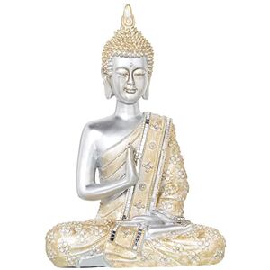 AlexandreHouse Figure Resin Buda Plateado Túnica Dorada 27 x 15 x 41 cm AlexandreHouse Figure Resin Buda Plateado Túnica Dorada 27 x 15 x 41 cm