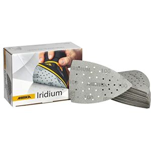 Mirka Iridium Sanding Triangle Premium Sandpaper 100x152x152mm 36-hole Hook & loop, Grit 100, 50 pcs/For sanding paint, putty, primer, wood, steel, mineral materials, plastic. Mirka Iridium Sanding Triangle Premium Sandpaper 100x152x152mm 36-hole Hook & loop, Grit 100, 50 pcs/For sanding paint, putty, primer, wood, steel, mineral materials, plastic.