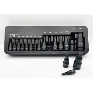 Buffalo 15pc Torx Star Bit Sockets Set T6-T70, Durable Vanadium Steel, Rust Resistant Finish, Tool Set with Storage Tray TRX-Star 1/4, 3/8, 1/2 Inch, Mixed Drive TRX Buffalo 15pc Torx Star Bit Sockets Set T6-T70, Durable Vanadium Steel, Rust Resistant Finish, Tool Set with Storage Tray TRX-Star 1/4, 3/8, 1/2 Inch, Mixed Drive TRX