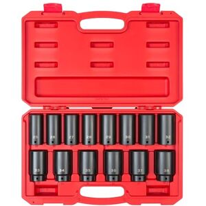 TEKTON 1/2 Inch Drive Deep 6-Point Impact Socket Set, 14-Piece (25-38 mm) SID92333 TEKTON 1/2 Inch Drive Deep 6-Point Impact Socket Set, 14-Piece (25-38 mm) SID92333