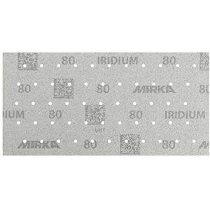 Mirka Iridium Premium Sandpaper 115x230mm / Hook & loop / 55-hole/Grit 80/50 pcs/For sanding paint, putty, primer, wood, steel, mineral-based materials, plastic Mirka Iridium Premium Sandpaper 115x230mm / Hook & loop / 55-hole/Grit 80/50 pcs/For sanding paint, putty, primer, wood, steel, mineral-based materials, plastic